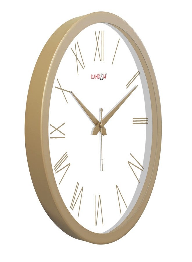 راندم ساعة حائط عصرية أنيقة بأرقام رومانية عشوائية مقاس 12 بوصة، مناسبة للمنزل، غرفة المعيشة، غرفة النوم، الردهة، المكتب، والمطبخ (ذهبي) - Image 3